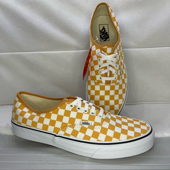 Vans Authentic Gold Checkerboard Lace Up Skate Shoes Mens Size 11.5 - Picture 2 of 11
